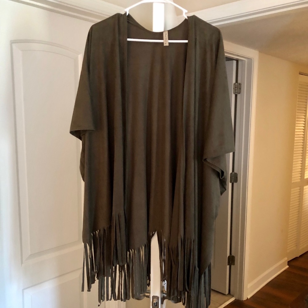 faux suede tassel cardigan